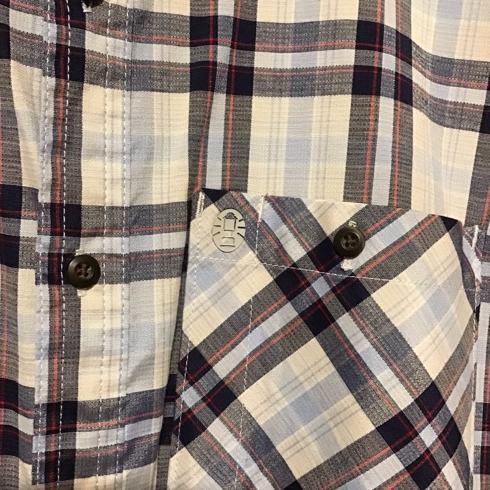Coleman Blue Plaid Button Up‎ Outdoors Shirt XL - Picture 4 of 8